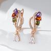 Shiny Colorful Natural Zircon Drop Earrings For Women Fashion  Rose Gold Color Accessories Daily Vintage Jewelry