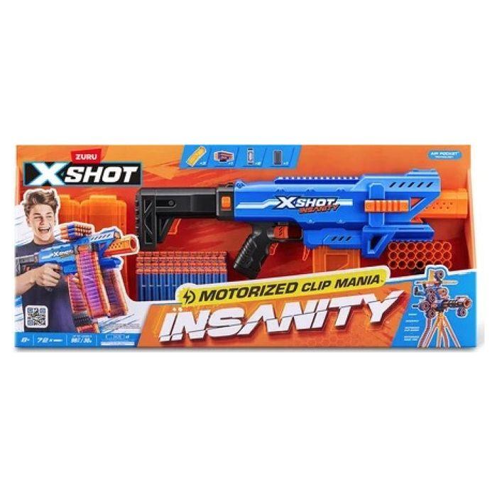 Blaster motorisé - ZURU - X-SHOT Clip Blaster - 4 chargeurs - Portée 27 m - Extensions incluses