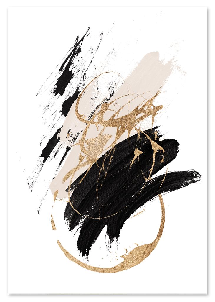 Poster Abstraction Black Pink Gold