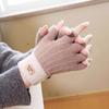 Ladies half finger Korean version of velvet thickened cold-proof imitation cashmere outdoor knitted wool
