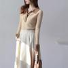 MZOXOM Women's Color Block Polo Collar Sweater - High-End Pullover Knitwear