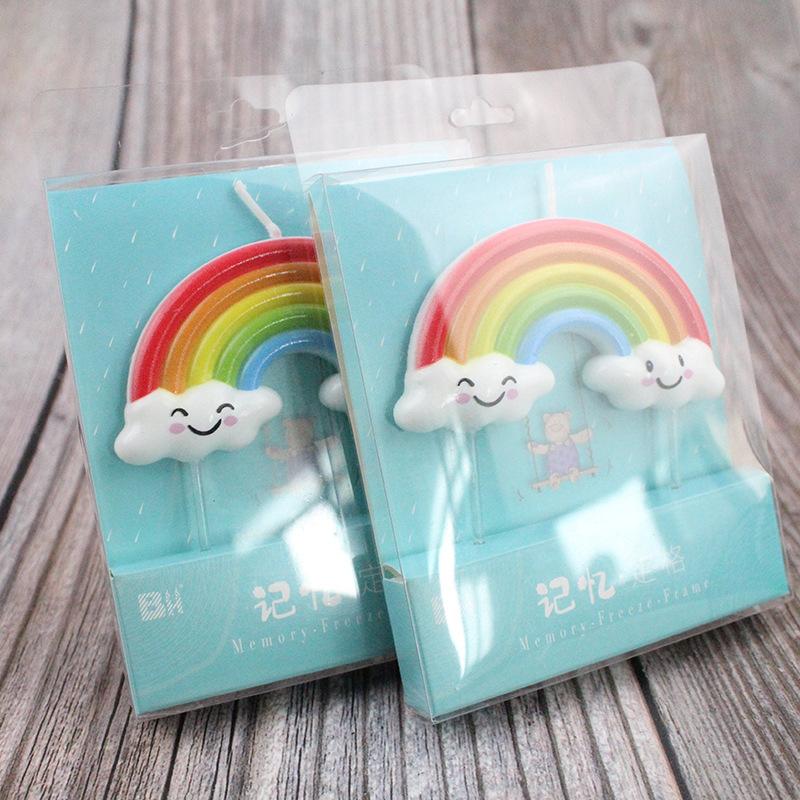 New Product, Personalized Creative Sun, Rainbow Clouds, Cute Memory, Frozen Rainbow Candle Cartoon Decoration Supplies
