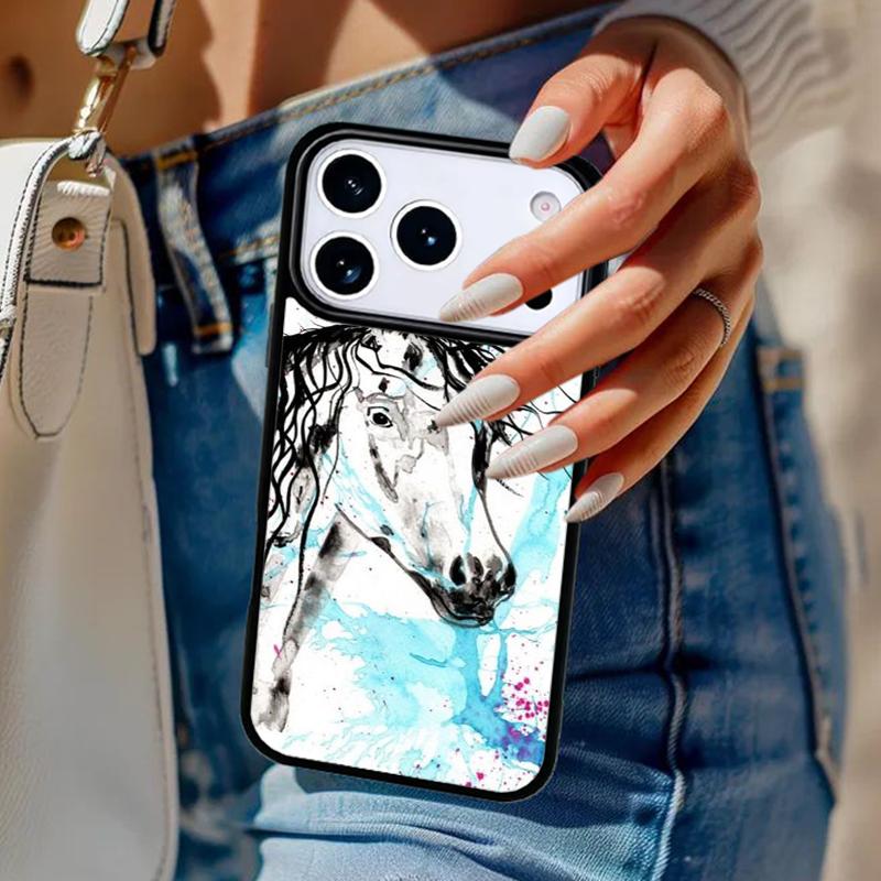 Abstract Horse Phone Case For iPhone 17 Air 14 15 13 12 Max Cover For Apple 14 15 16 16e 11 Pro Max Plus Coque