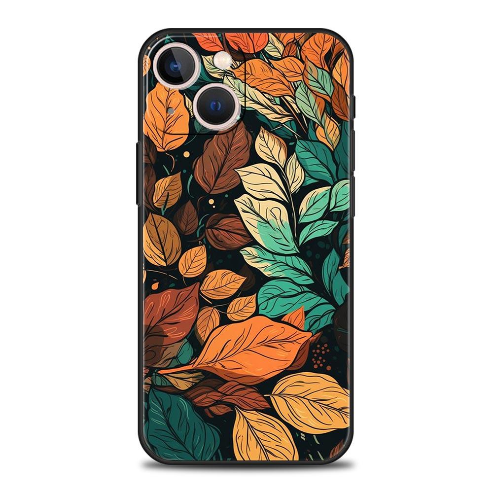 

Чехол для телефона Cover для iPhone 17 Pro Max 16 15 14 13 12 11 Pro Max Plus 17AIR Ударопрочный Мягкий ТПУ Корпус Цветные Листья Fundas Сумка iPhone 16