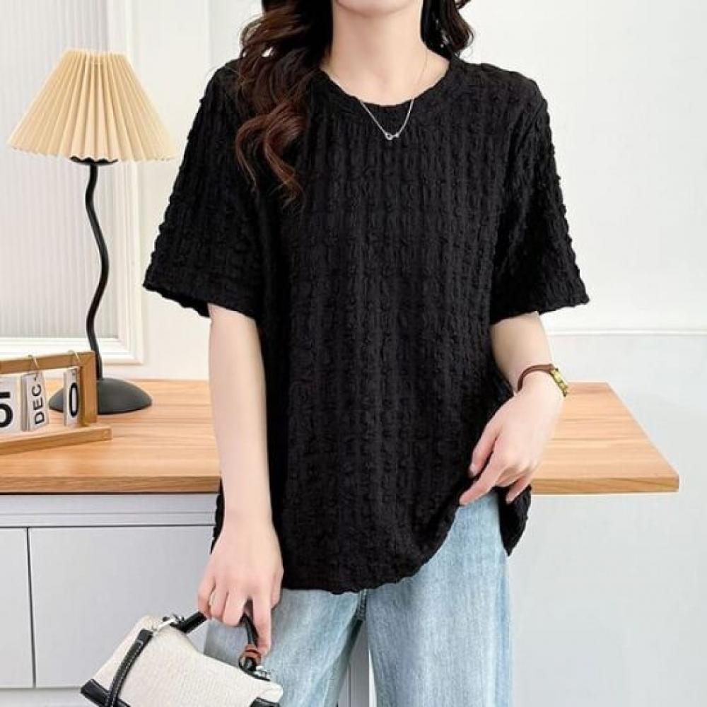 Navava Women 3d TexTure Simple Daily ShorT Sleeve T shirT nT2558