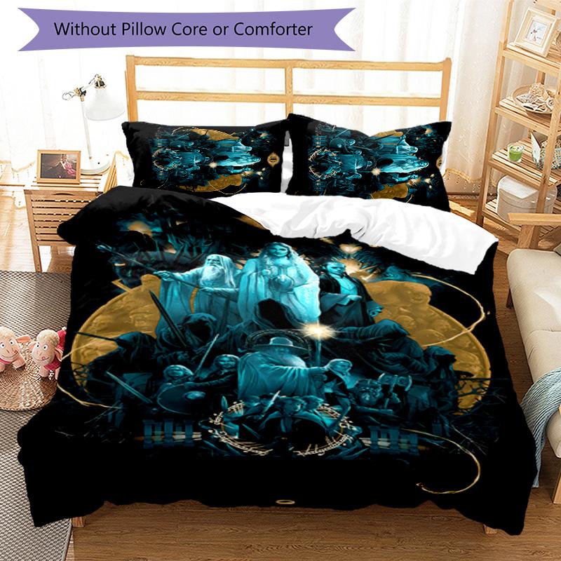 3pcs The Lord of the Rings pattern bedding set duvet cover set includes duvet cover &pillowcases, perfect all season bedroom decoration & gift