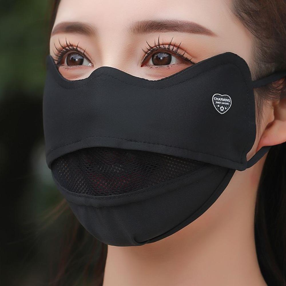 

3D Eye Contour Design Sun Protection Face Mask Face Protection Ice Silk Fabric Women Breathable Mask Outdoor Protective Mask чорний