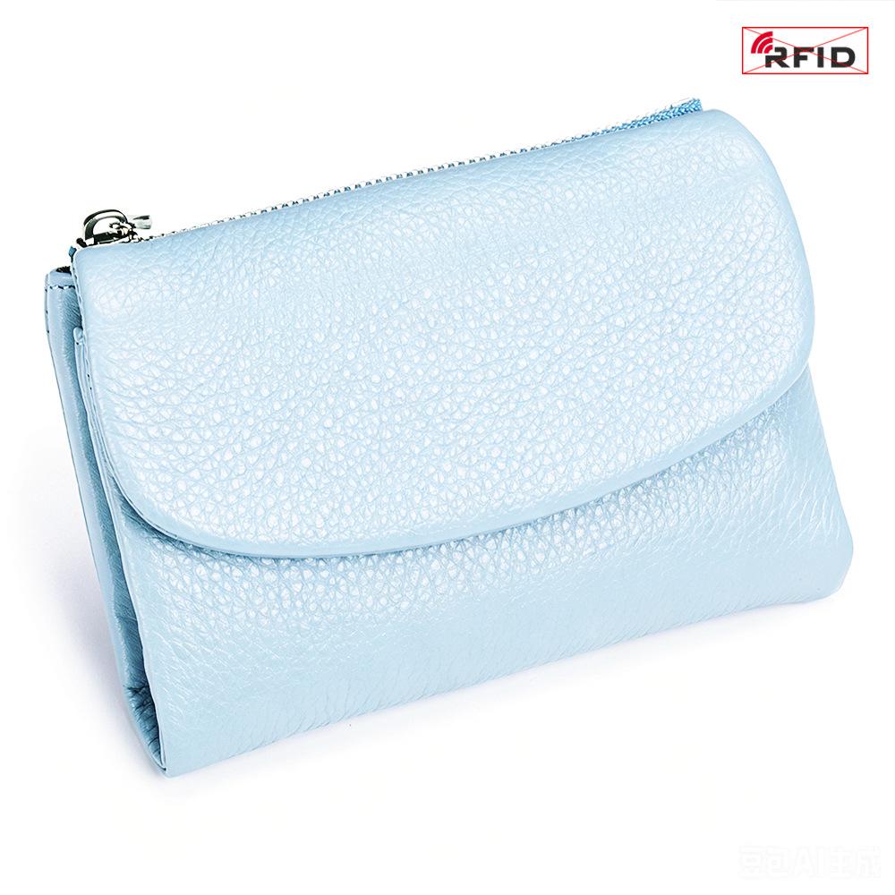 Carteira de Embreagem Feminina em Couro Genuíno com RFID: Carteira Curta Fashion com Grande Capacidade