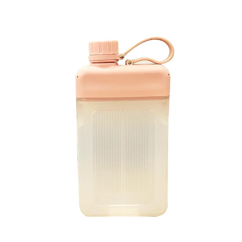 450Ml Portable Flat Water Bottle Reusable Juice Milk Tea Bottle Plastic Ultra-Shin Travel Outdoor Trip Drinking Tool