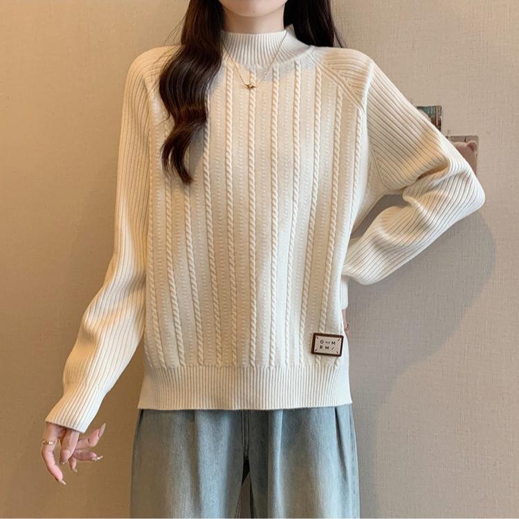 Dámský svetr s polorolákem Podzim Zima Volný Ležérní Pulovr Pletený top