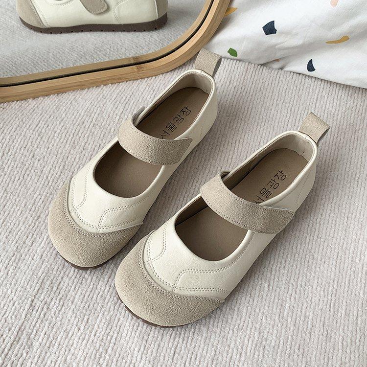 

[Yanju] One-word belt Mary Jane shoes women s 2025 summer new with skirt round head shallow mouth single shoes flat shoes 40