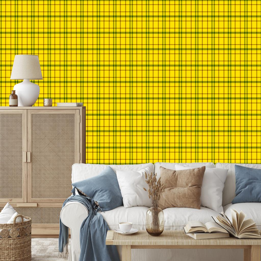 Yellow Checkered Wallpaper for Living Room and Bedroom 50x1000