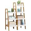 Bathroom Standing Shelf Bathroom Vanity Floor Standing Shelf Storage Bamboo Ladder Bookshelf 4 Tier Shelf Wood Organizer Rack