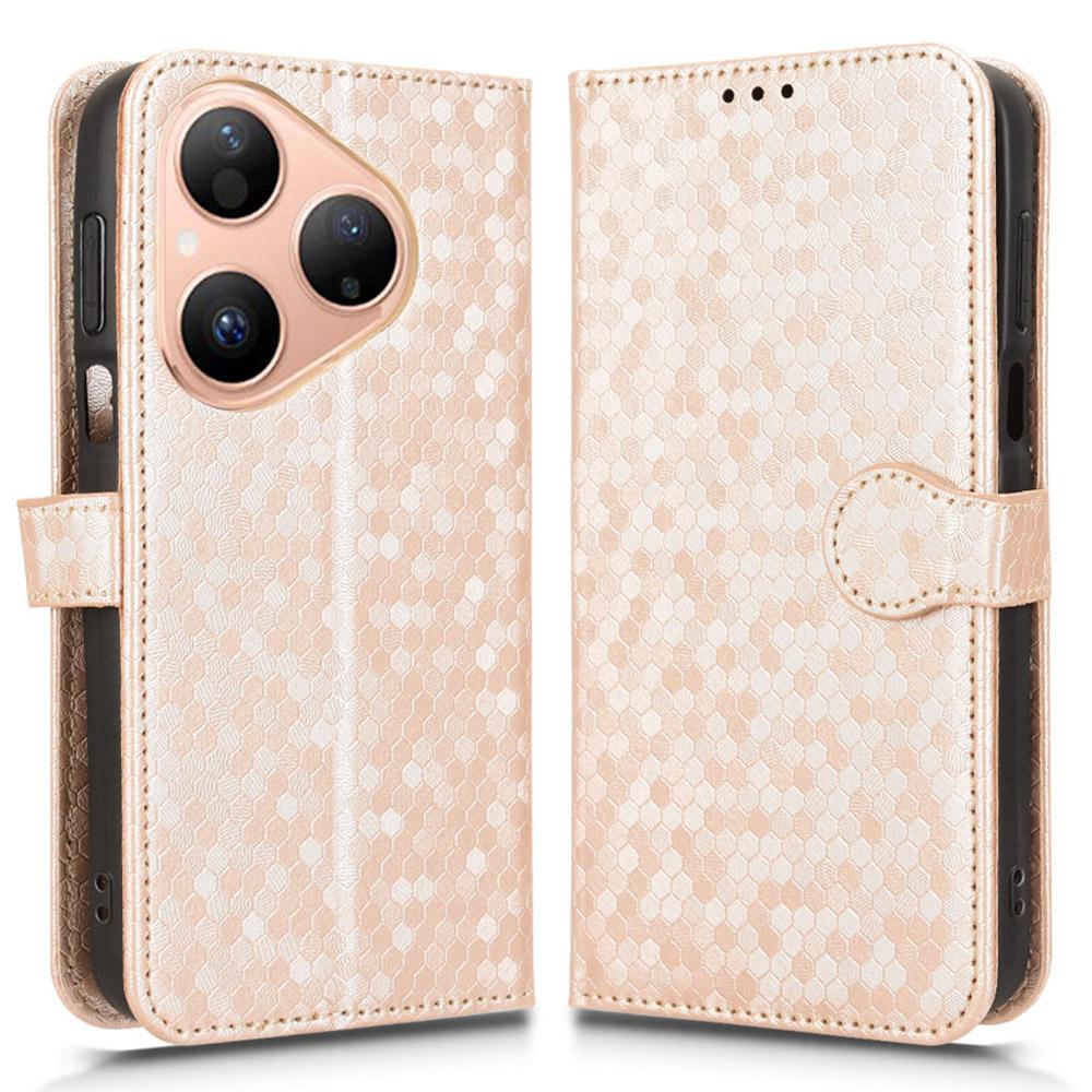 For Huawei Pura 80 Wallet Case Dot Pattern Imprint PU Leather Phone Cover with Wrist Strap