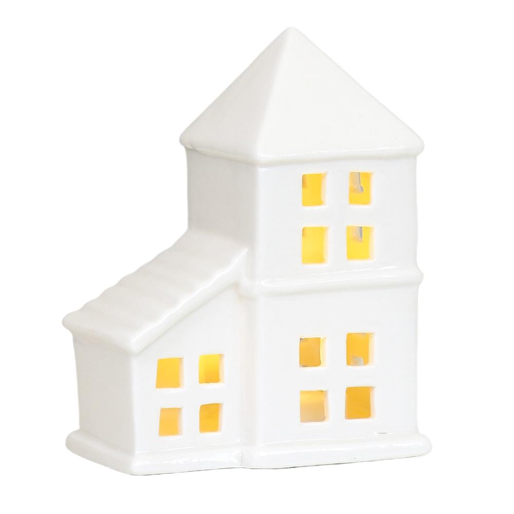 High-end Christmas Indoor Ornaments Village Lighted Ceramic Handmade Houses Xmas Holiday Farmhouse Rustic Decor For Home Table