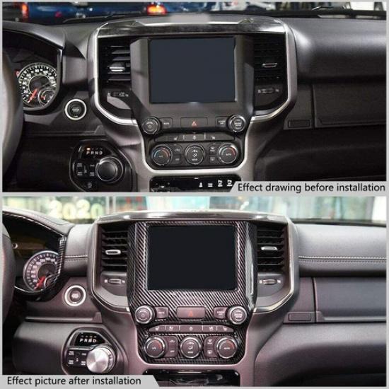 Center Console Navigation Panel Trim Decor Cover for Dodge Ram 1500 2018+ Carbon