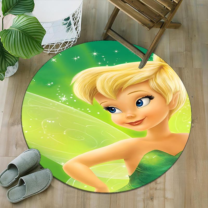 1pc T-Tinkerbell Carpet, Round Rug, Comfortable, Suitable for Entryways, Living Rooms, Office, And Bedrooms, Christmas Decoration