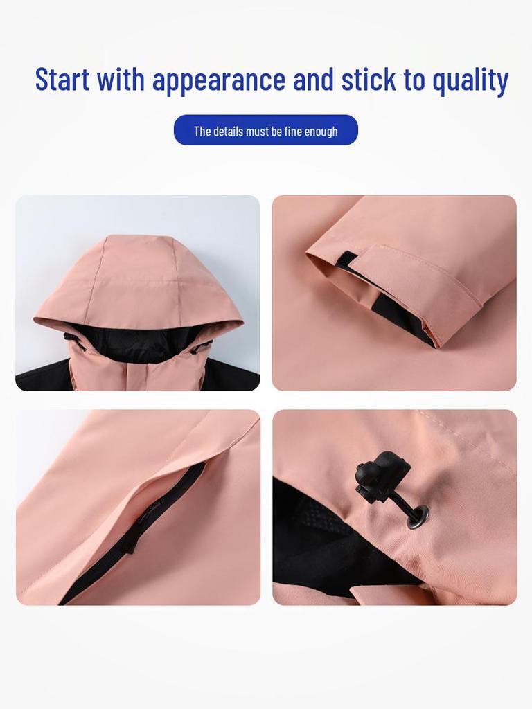 Custom Embroidered Hooded Windbreaker - Solid Color Auto Repair Travel Jacket