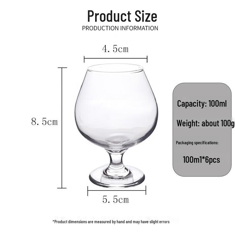 Bleifreie 100ml Brandy- & Weingläser (6er Set)