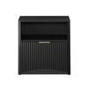 Grooved nightstand with open drawer and gold handles, space-saving, suitable for bedroom and living room, black