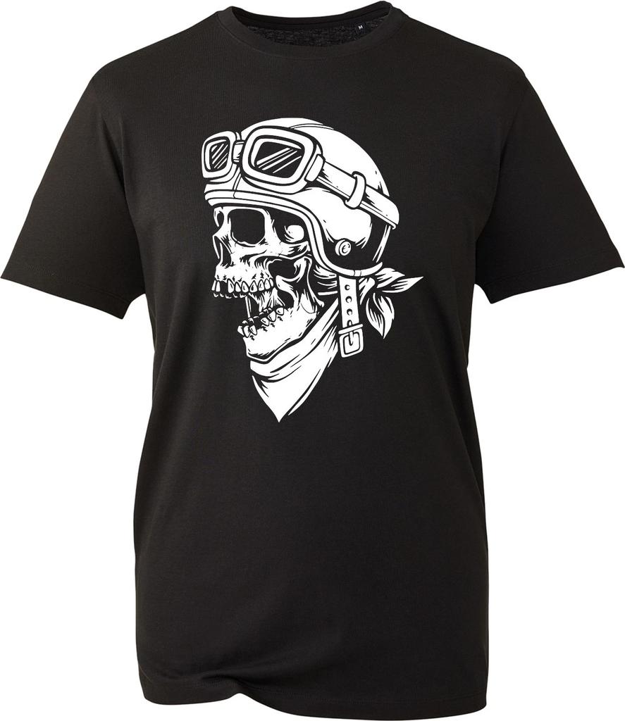 Outlaw Biker Skull Graphic T-Shirt Novelty Mens Unisex Cotton Motorbike Gift Top