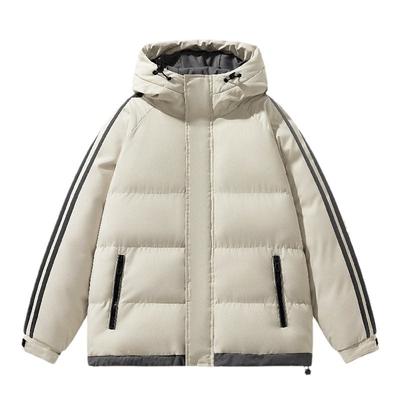 Padded-on Men's Winter Trend Two Bars Thickened Warm Hooded Padded Jacket Couple Fashion Versatile Padded Men