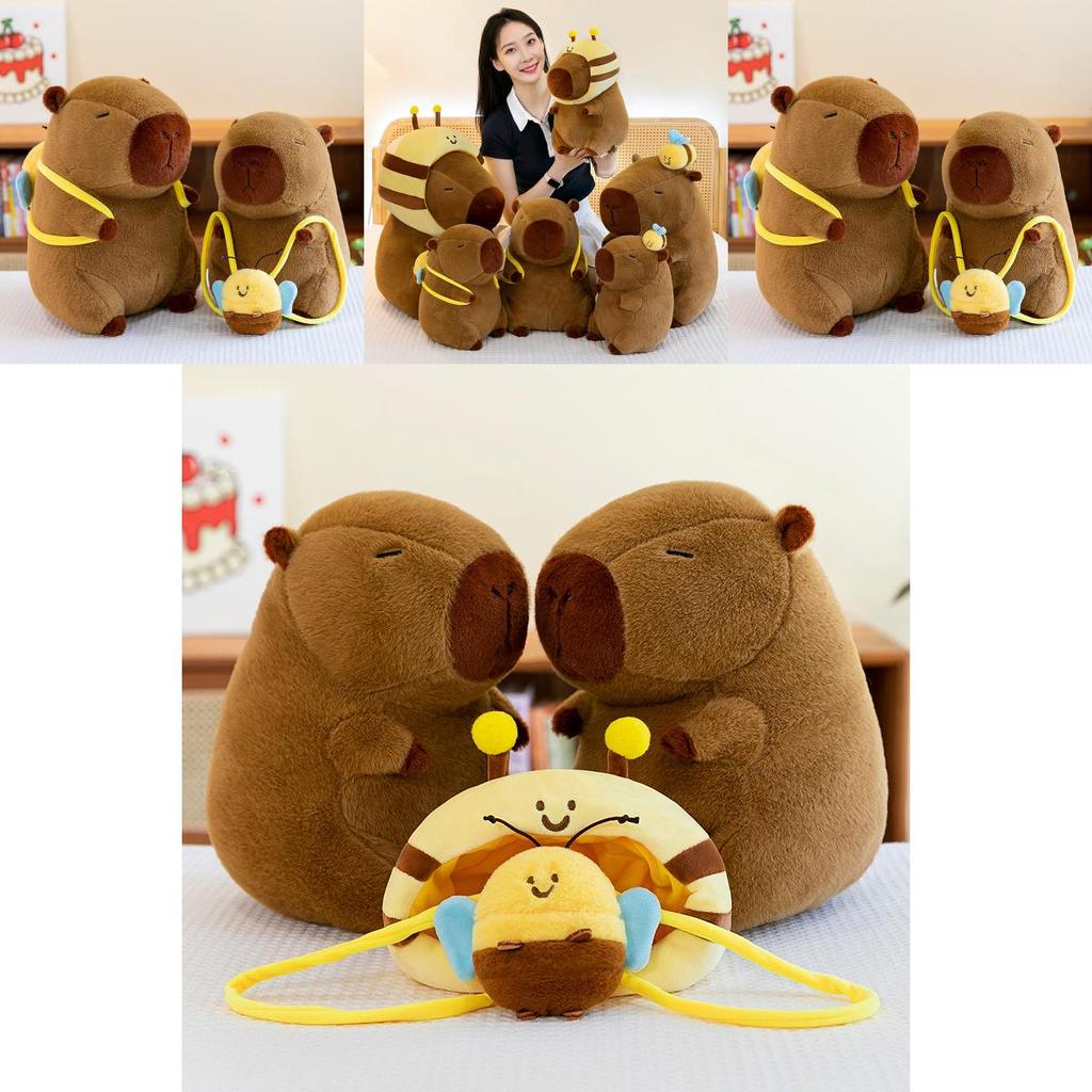 Capybara Animal Plush Toy Cushion With Bee Backpack For Kids Gift