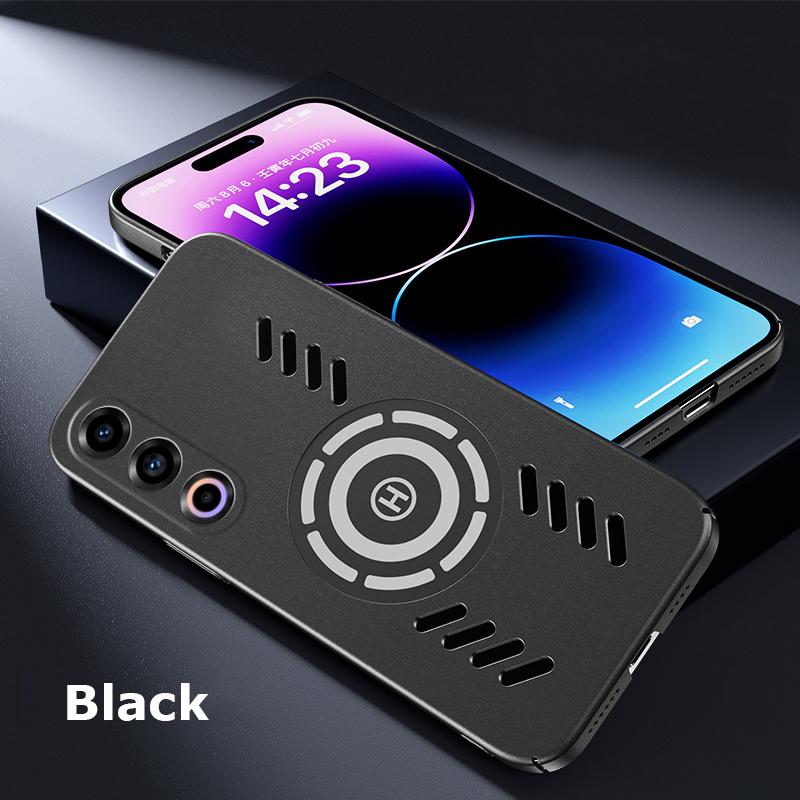 

Для Meizu 21 20 Pro Rock Sand Ice Магнитный рассеиватель тепла матовый чехол для ПК с защитой от отпечатков пальцев дышащий охлаждающий чехол в виде ракушки For Meizu 20 чёрный