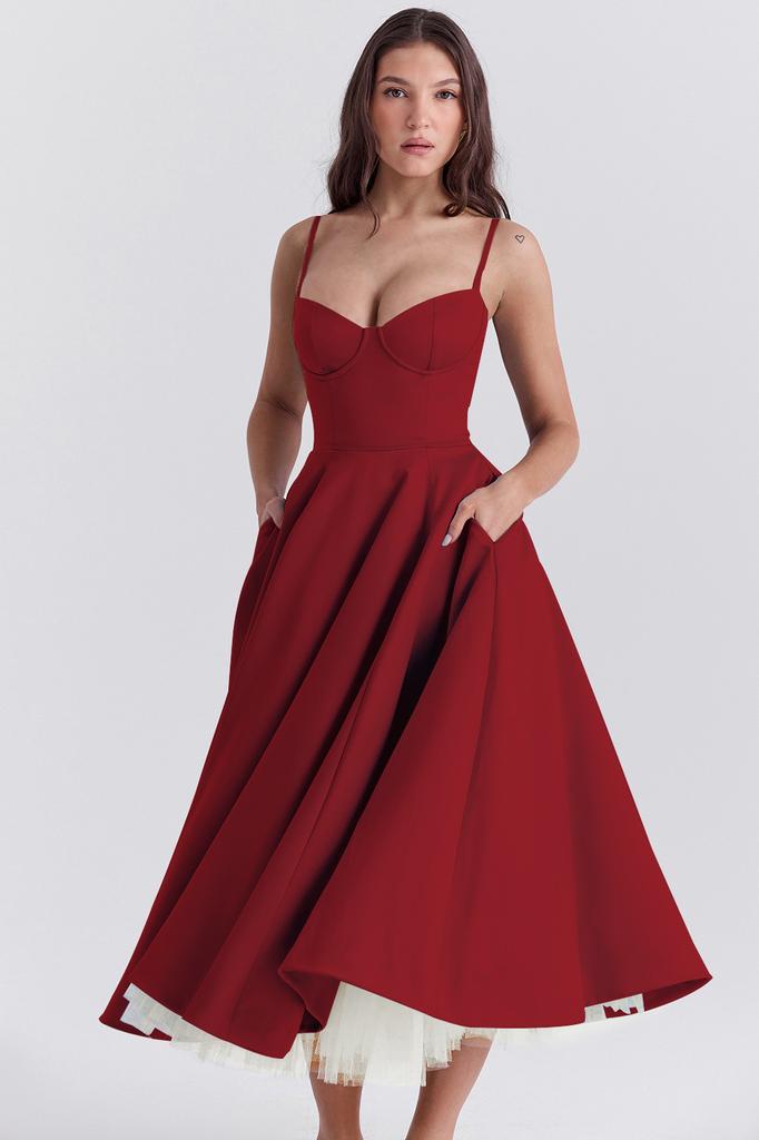 Neues Sommer-High-End-Prinzessinnenkleid Netz-Schwingboden-Doppellagen-Trägerkleid für Damen