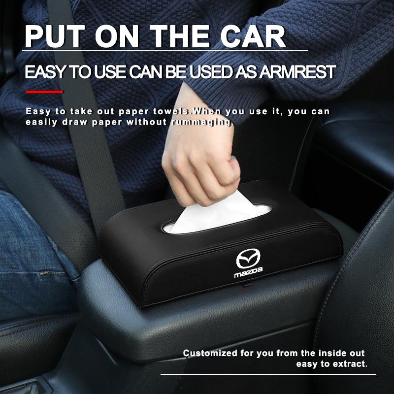 1Pcs Car Tissue Box Holder Armrest Box Storage Case Car Accessories For Mazda 2 3 5 6 CX-5 CX7 CX-8 CX9 CX-3 CX-4 CX-30 MX-5 Atenza Axela BT-50 Hazumi
