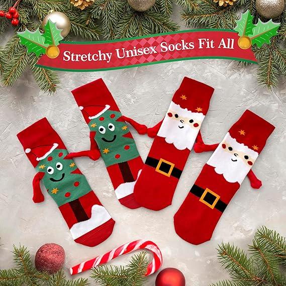 Trendy Cartoon Christmas Mid-Tube Magnetic Grip Socks for Autumn and Winter