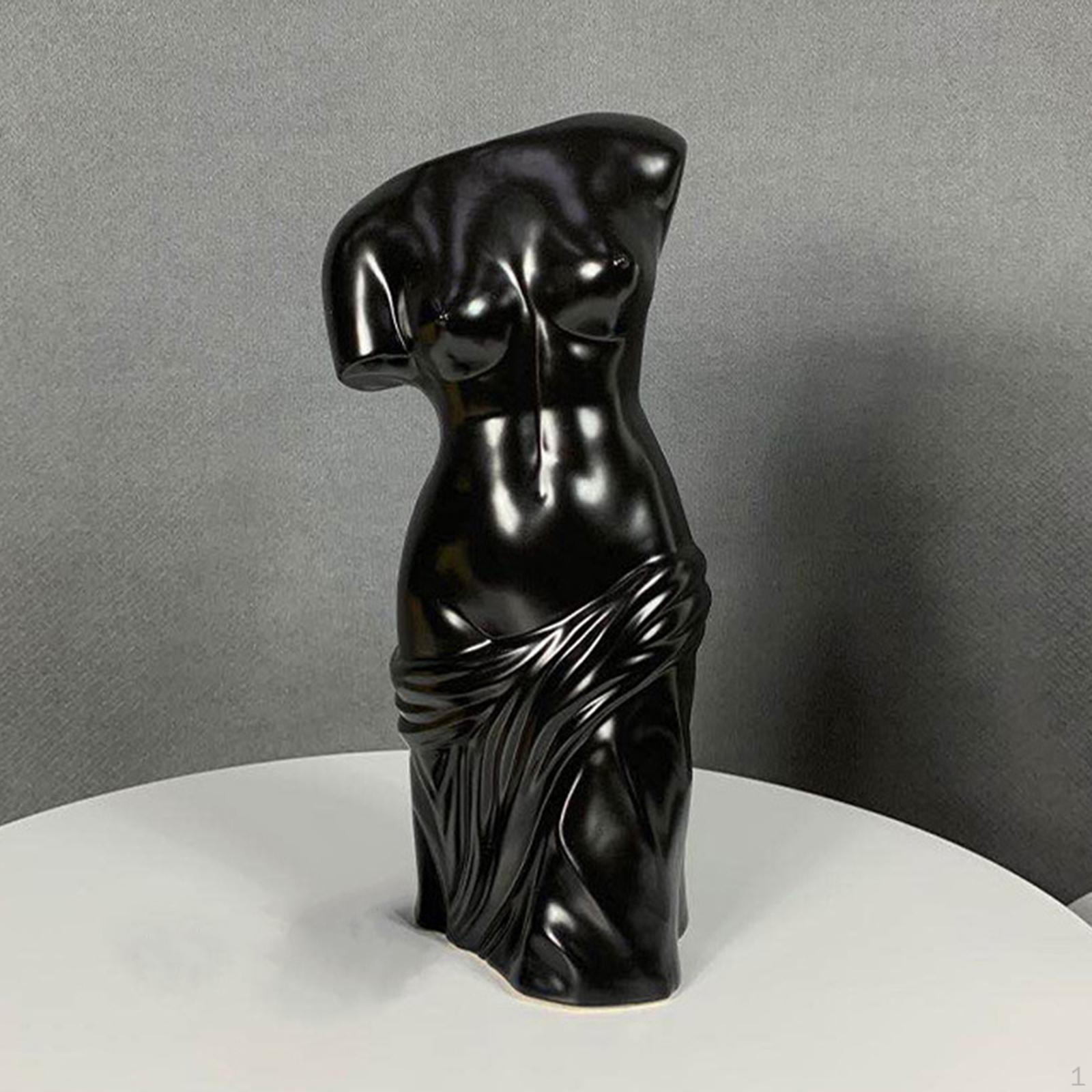 Арт Ваза Керамическая Цветок Человеческое Тело 18x14.5x31cm Black