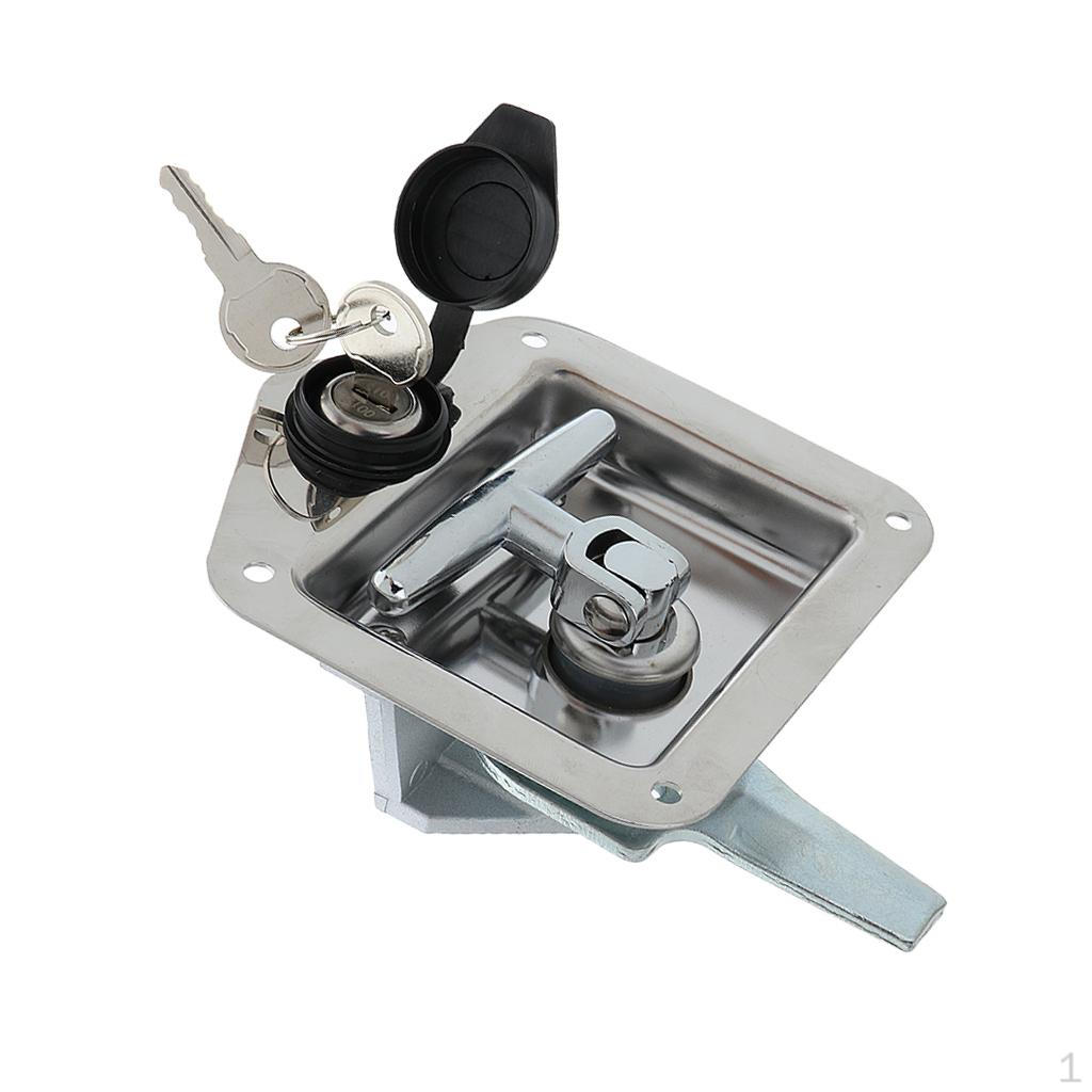 

Stainless Steel Folding T-Handle Safety two keys Tool Box for Trailer Cabinet - 170mm*120mm*65mm