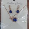 Wish Fashion Women's Blue, Green & Red Teardrop Necklace & Earrings Set