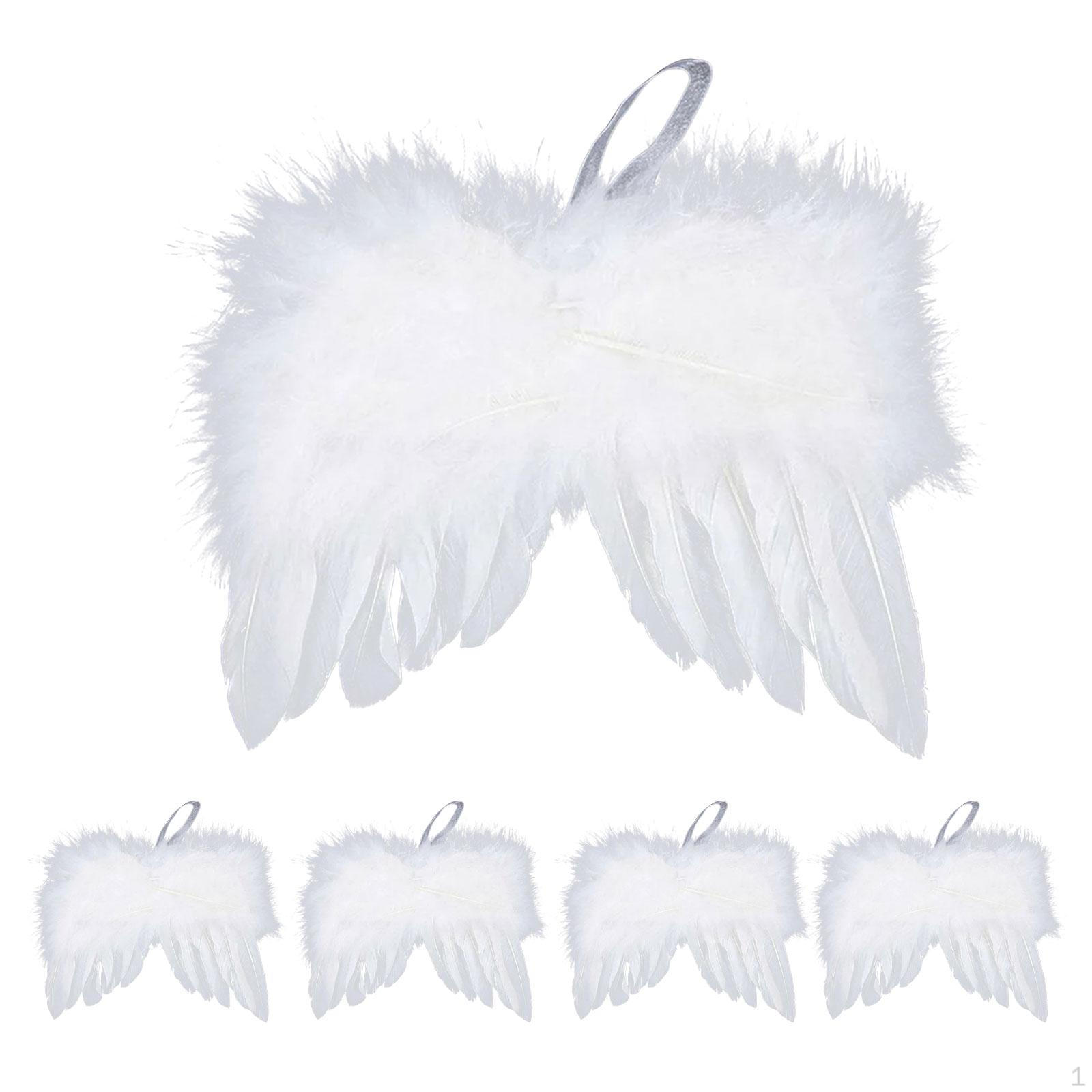 5 Pieces Angel Wing Feather Hanging Wing, Christmas Decorations for Holiday, Party