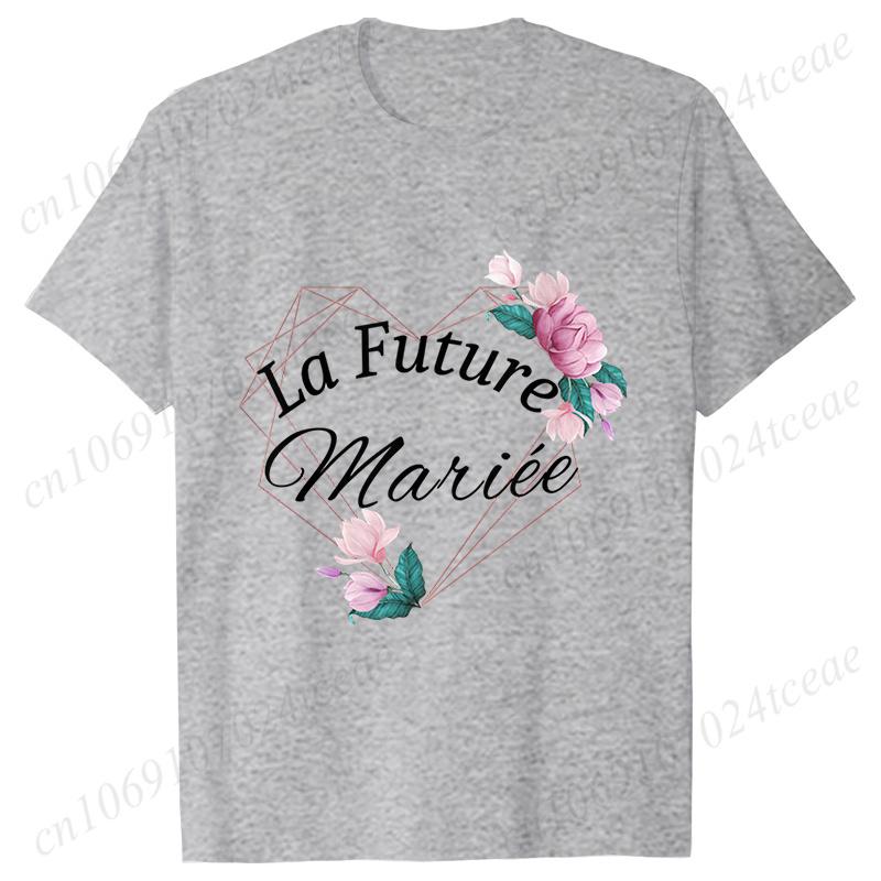 French Team Bride Squad T-shirt Flower Graphic Bridal Shower Wedding Tops Women Bachelorette EVJF Party Blouses Bridesmaid Tees