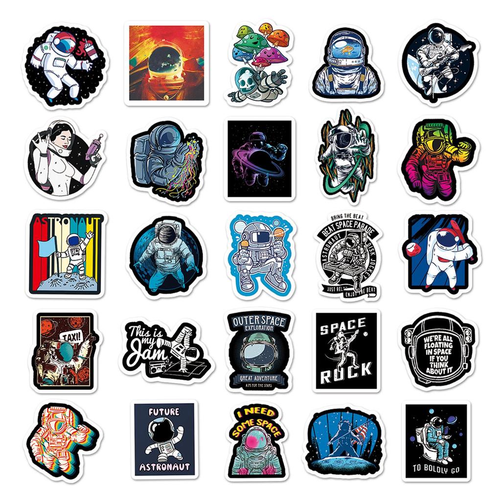 54 Waterproof Cartoon Astronaut Stickers for Laptops, Diaries, Cars, and More