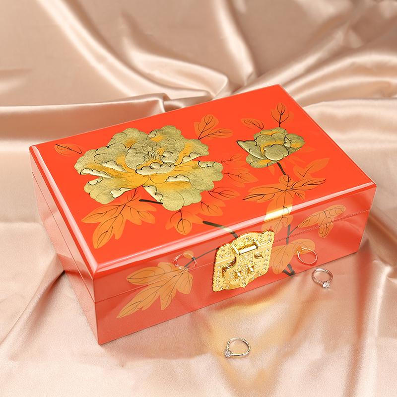 Pingyao Lacquer Jewelry Box Chinese Elegant Handcrafted Storage Case for Accessories