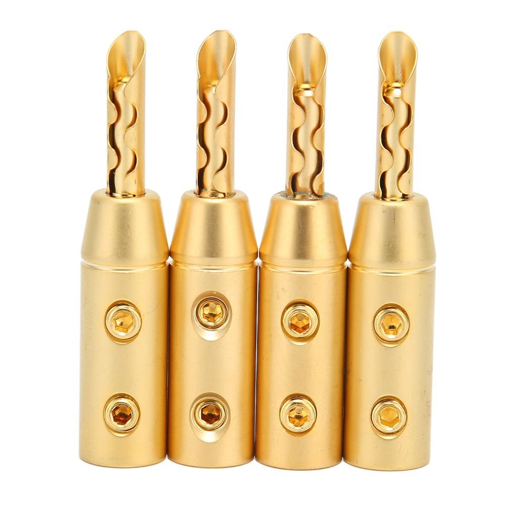 4PCS Gold Plated BFA Banana Plug Double Screw Open Screw Banana Plugs For Sound Systems