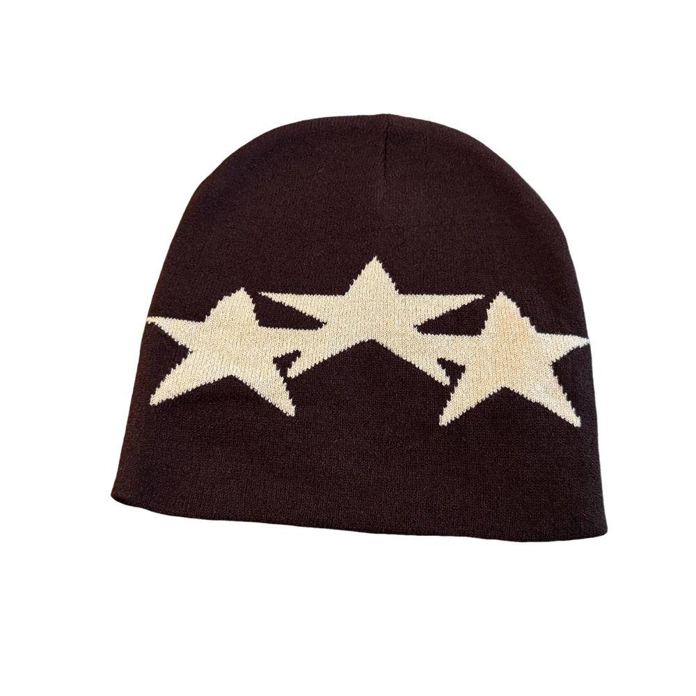 Pullover Style Warm Knit Hat Windproof Pentagram Beanie Hat Niche Beanies  Skating Camping Hiking