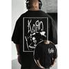 Korn Vintage Print T-Shirt Herren Damen Oversized Streetwear Y2k Retro Hip Hop Harajuku Kurzarm Lässig Locker Damen Herren Kleidung