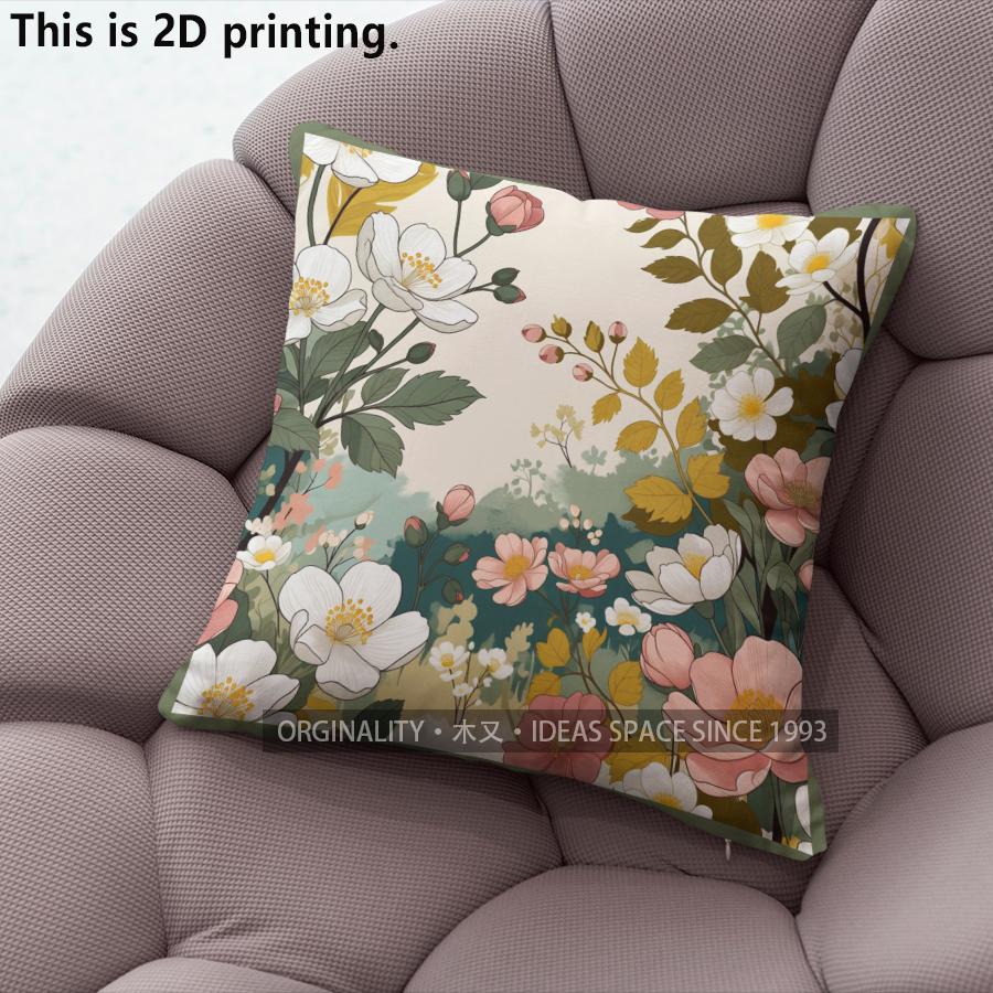 Vintage Floral Mountain Landscape Throw Pillow Covers Pattern Cushion Cover Suitable For Sofa Bedroom Car Pillow Cover