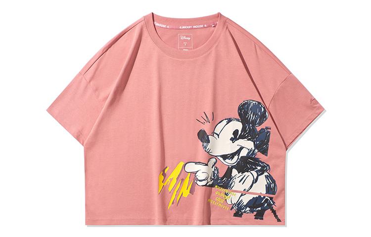 Li Ning T Shirts Women's Pink Crew Neck Moderate Straight Fit Ahsq268-2