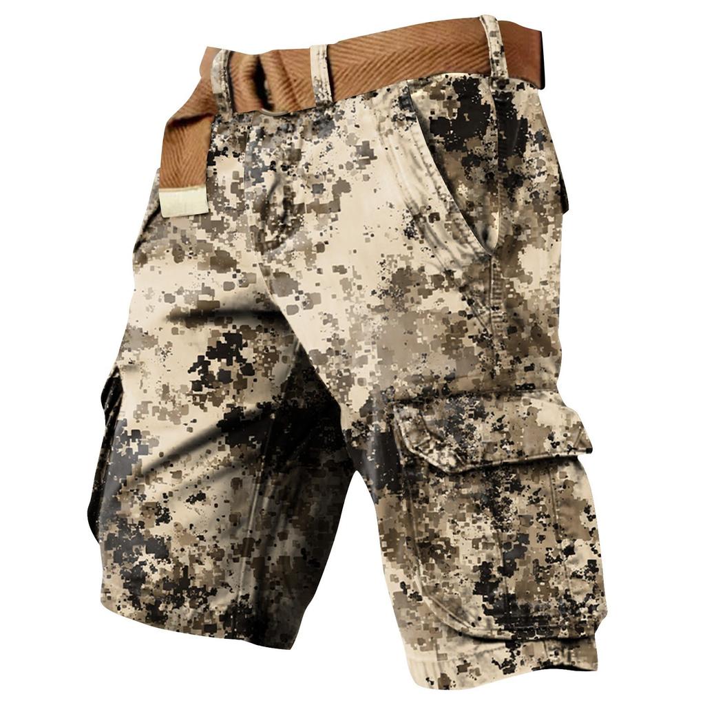 Pánské šortky pracovní oděvy s potiskem ke Dni nezávislosti a s více kapsami