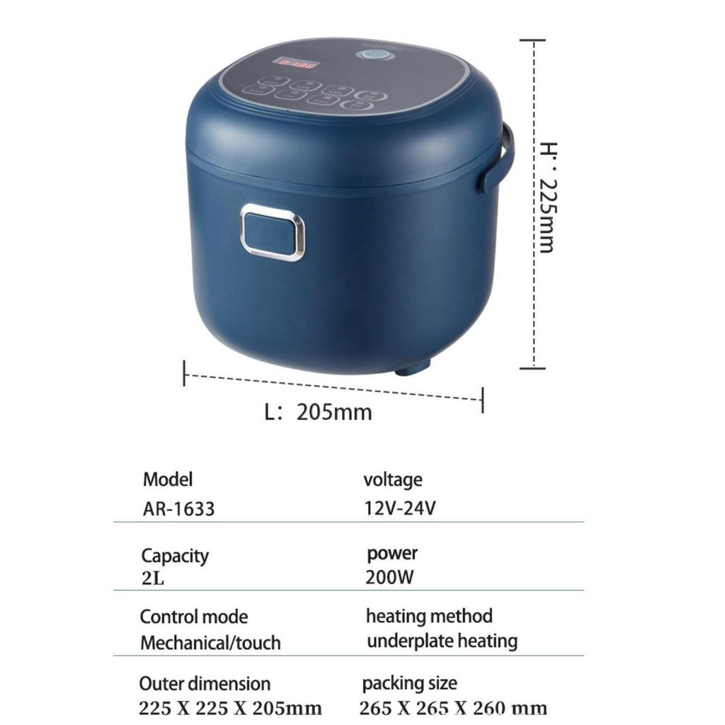 Piccolo Cuociriso da 2L per Auto/Camion Portatile Elettrico 12V/24V per Pranzo