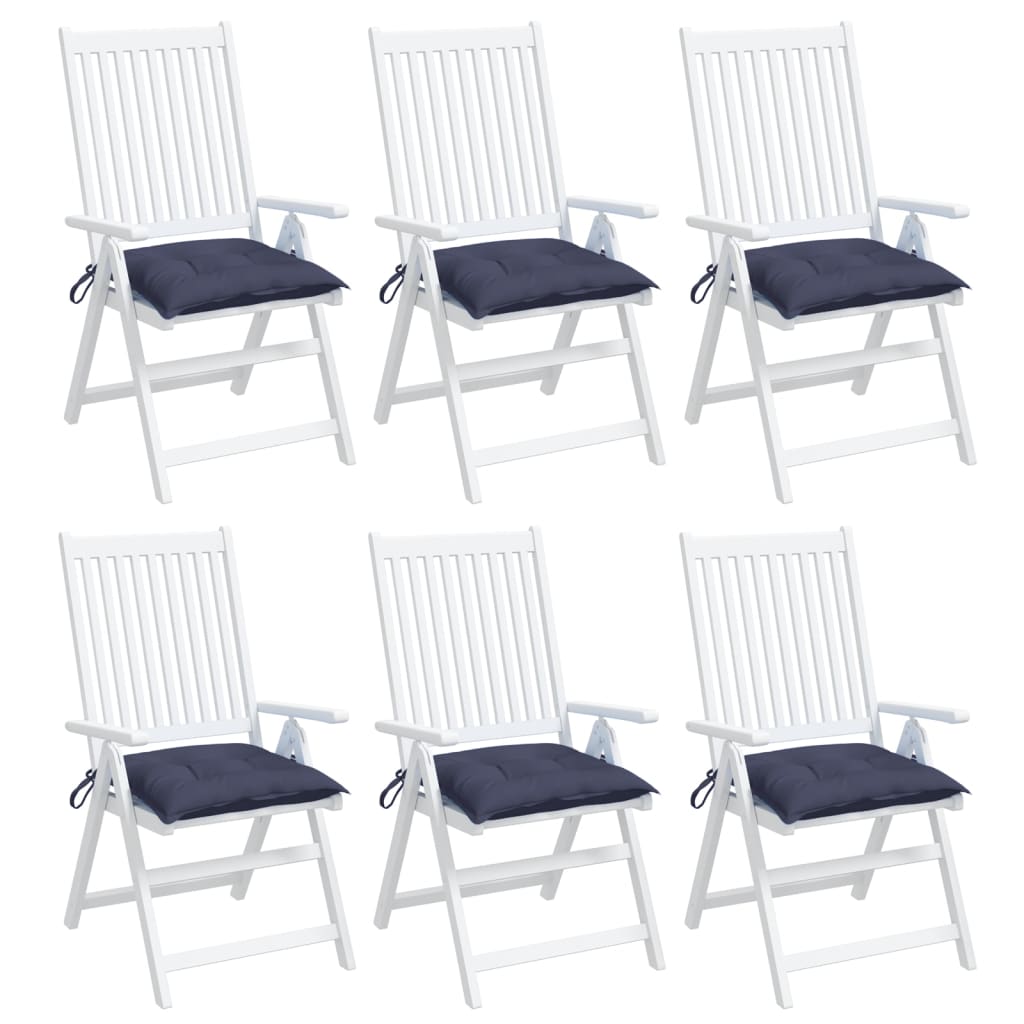 Chair Cushions 6 Pcs. Navy Blue 40 X 40 X 7 Cm Oxford Fabric