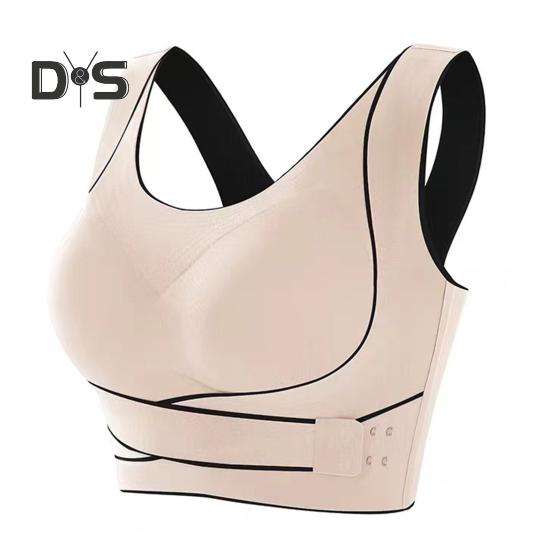 Damen-Sport-BH mit stoßfester Rückenkorrektur, elastischer Push-Up-BH mit Kreuzgurtverschluss, weich, atmungsaktiv, gepolstert, bügellos, Übergröße