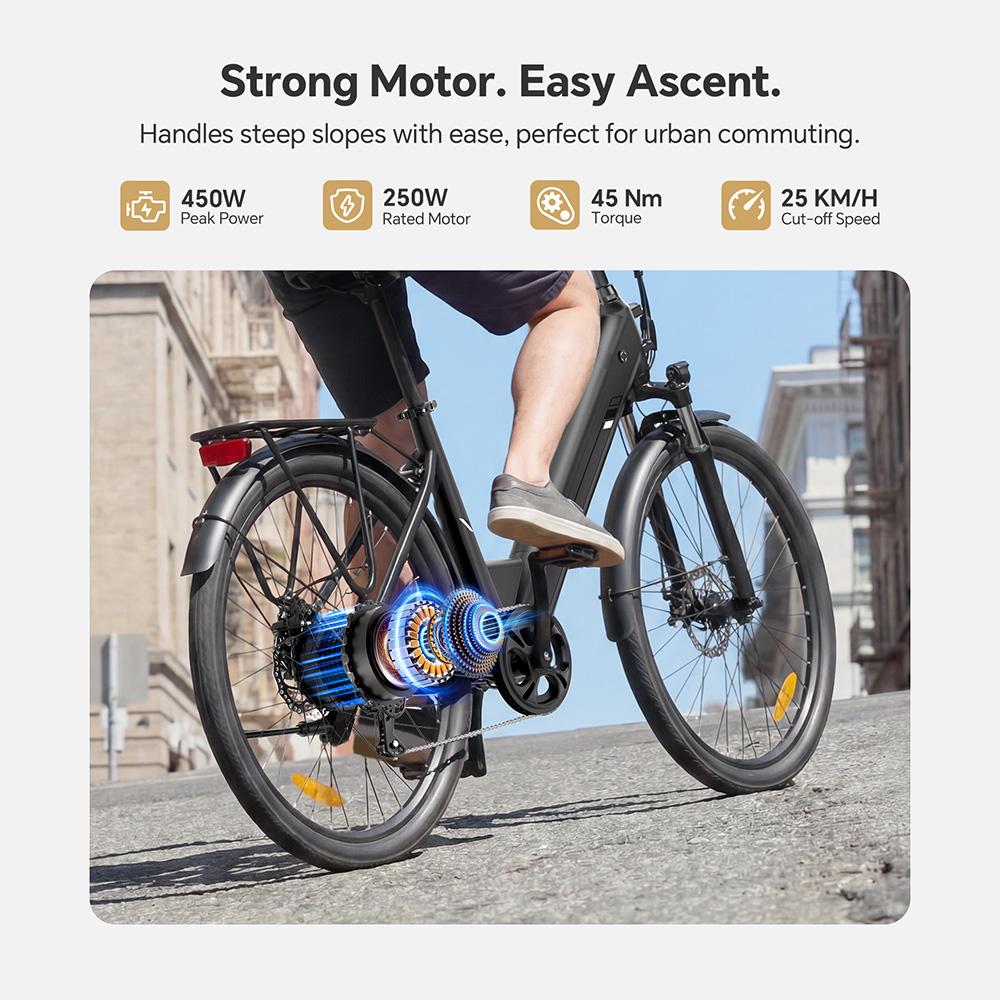 Touroll J2 ST Pro Hydraulic Disc Brake Electric Bike – 45Nm Motor, 100km Range, Step-Through Urban Commuter