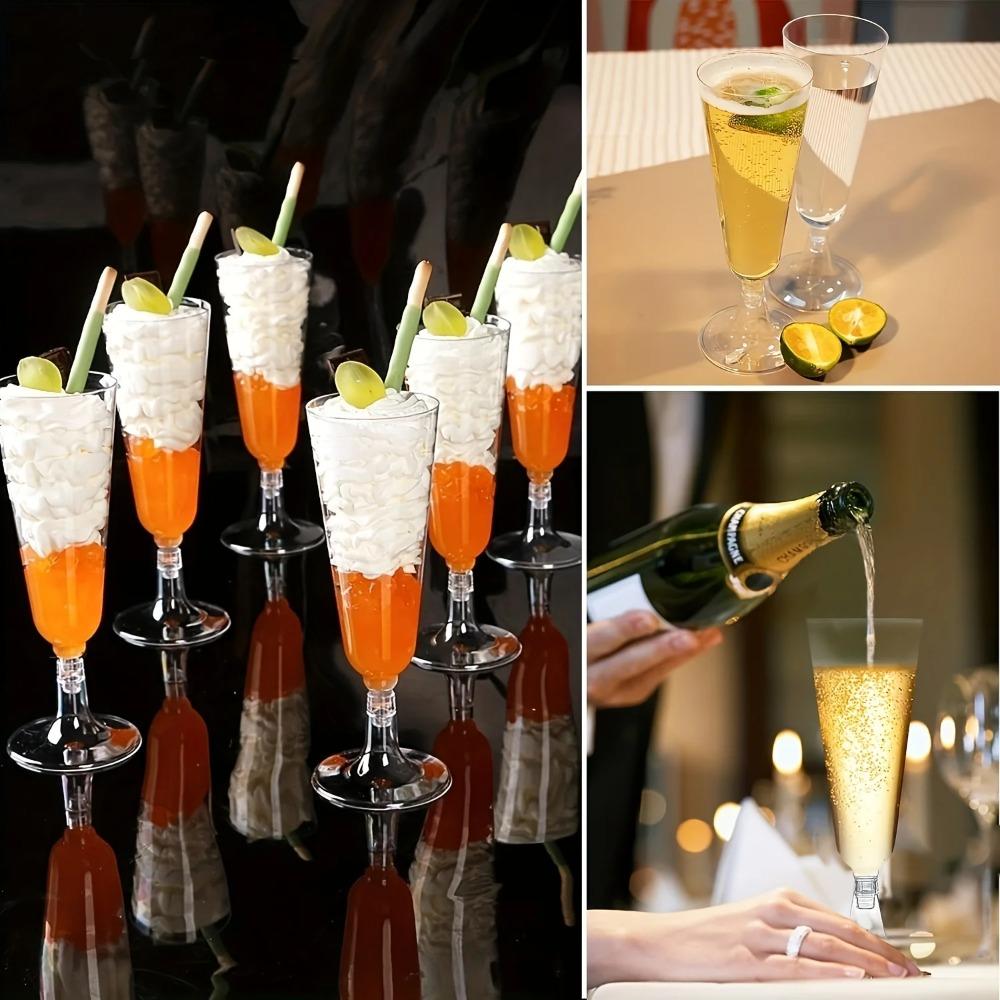 10pcs Durable Plastic Champagne Flute Goblet Clear Margarita Glasses Cocktail Cups  Party Favors