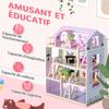 Deluxe Wooden Kids Doll House with 13 Piece Furnitures Cottage Children Girls Dollhouse Entertainment Imagination Toy Game